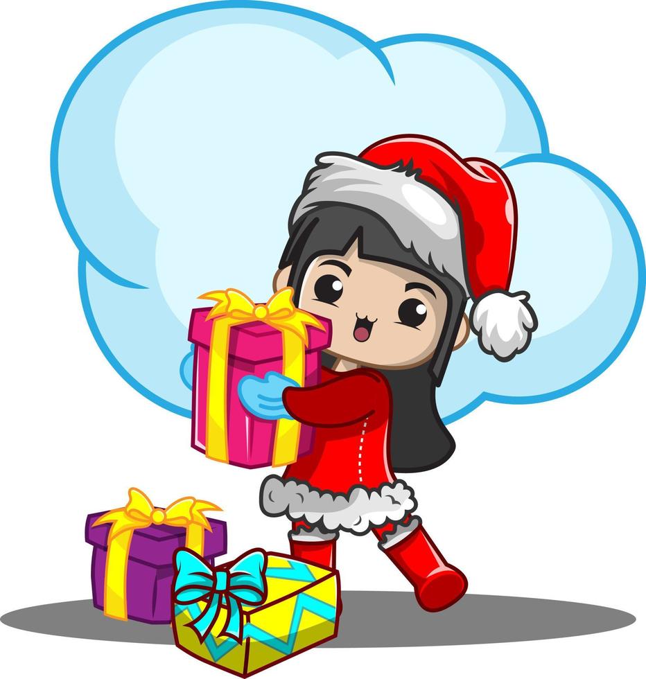 Illustration Christmas day with cute girl vector