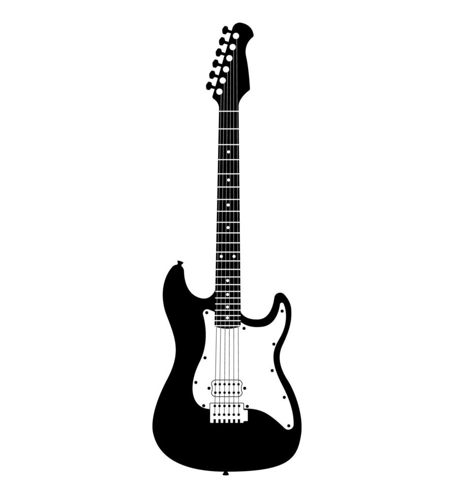 silueta de guitarra eléctrica, instrumento musical de cuerpo hueco vector