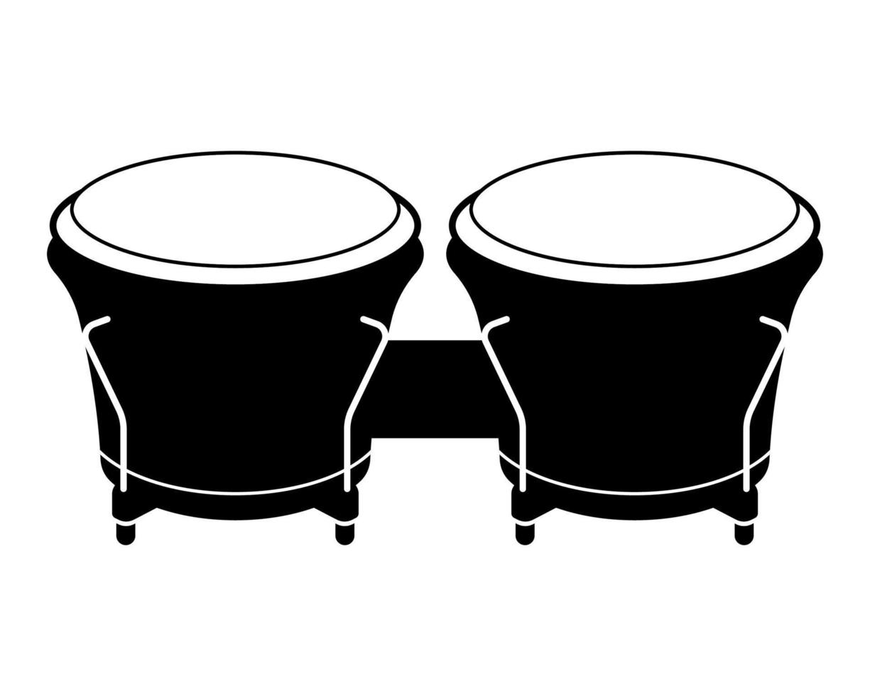 silueta de tambor, tambores bongo, instrumento musical de percusión afrocubano vector