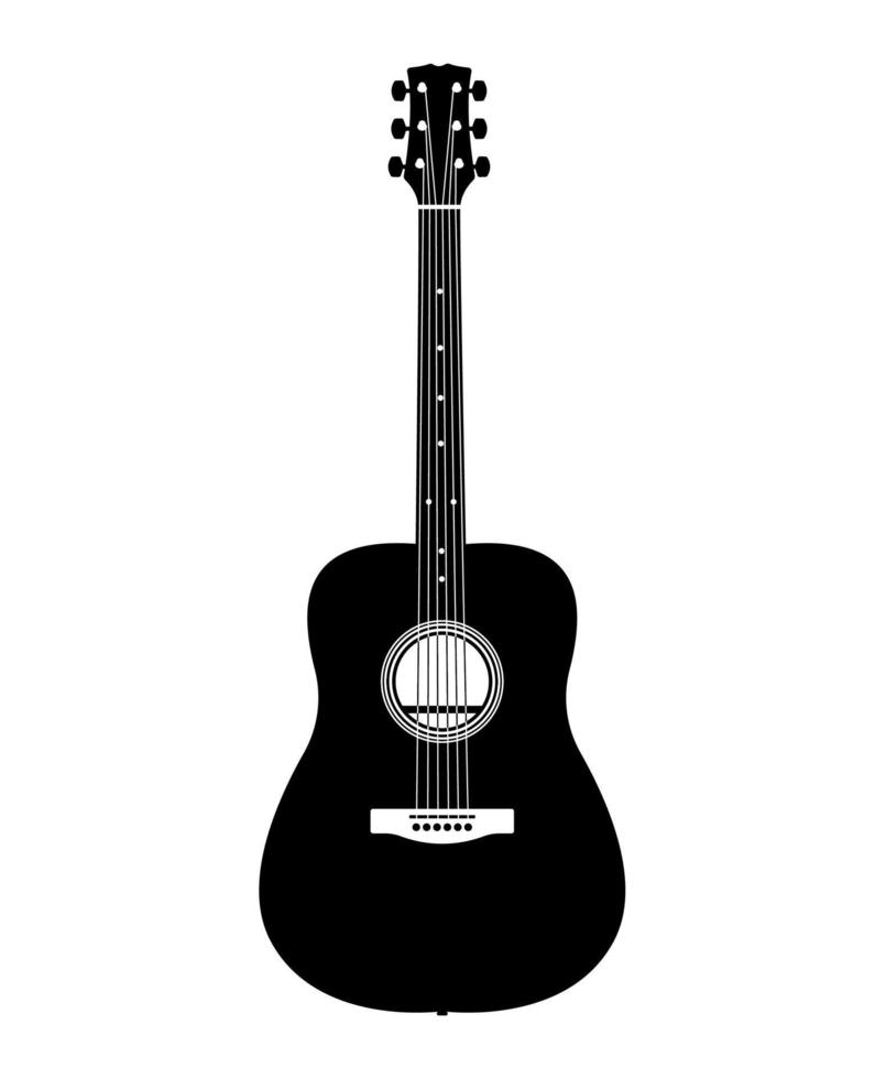 silueta de guitarra acústica, instrumento musical vector