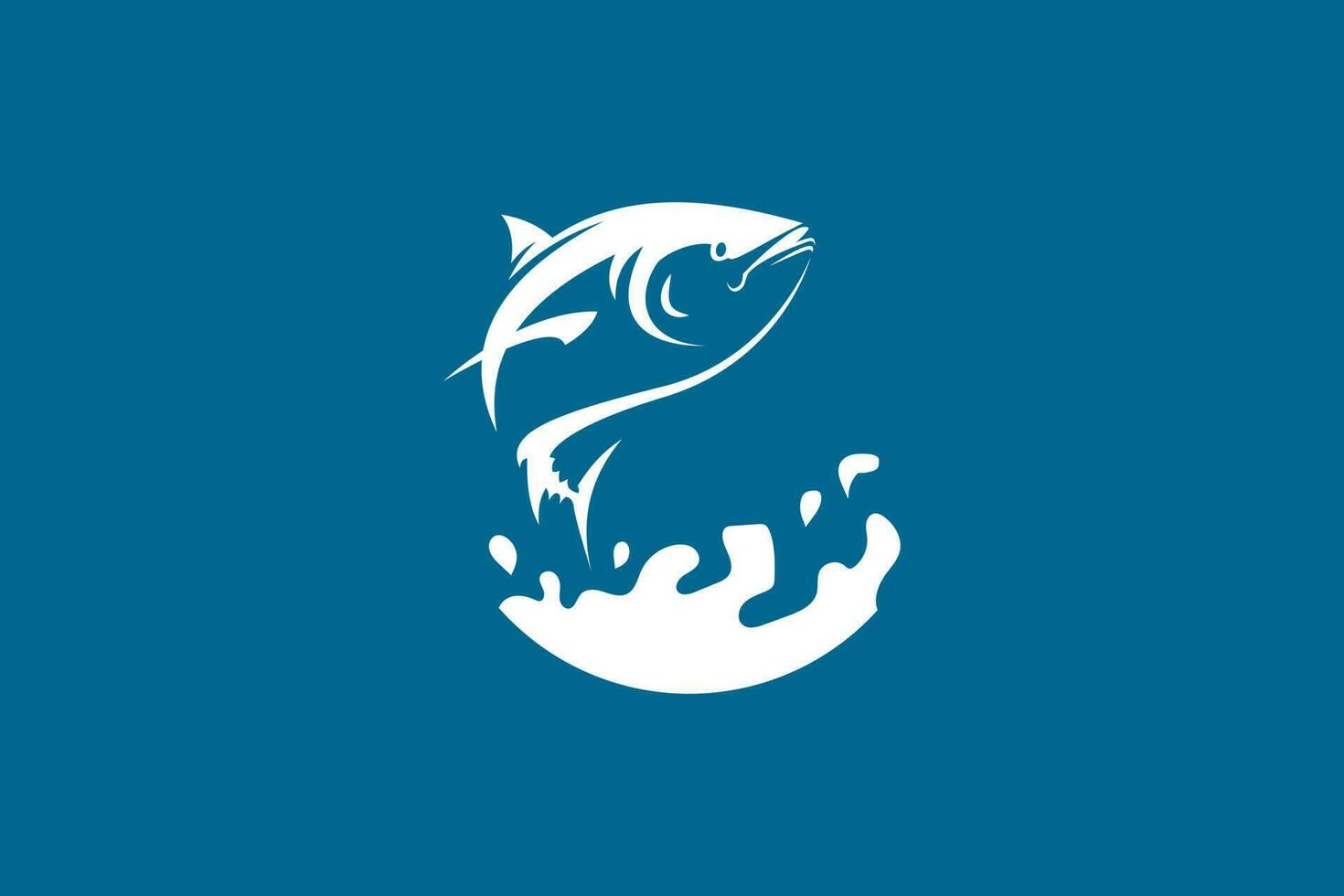 logotipo de pesca. pez bajo rayado único y fresco saltando fuera del agua. ideal para usar como actividad de pesca de lubina rayada. vector