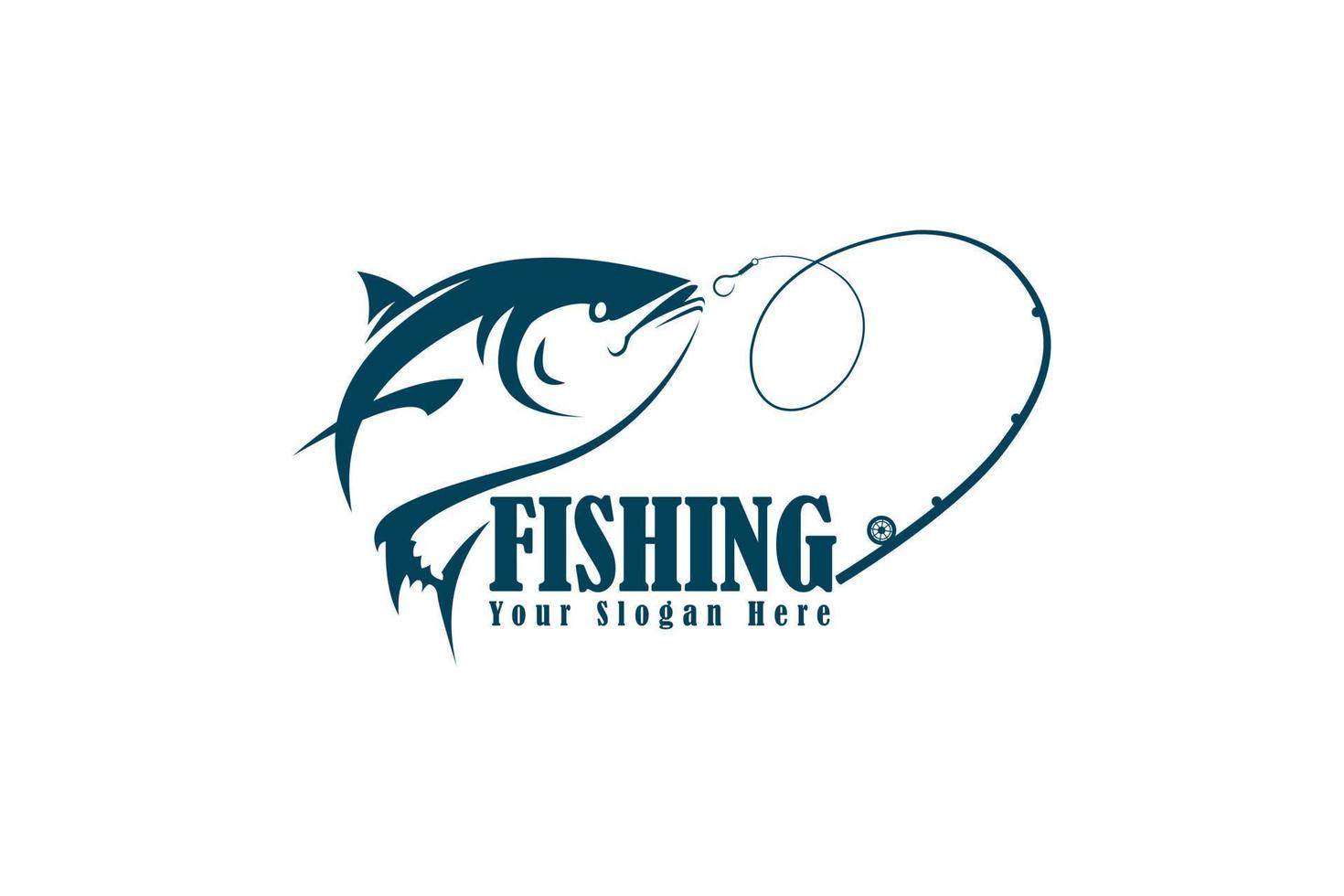 Blue fishing logo design template vector