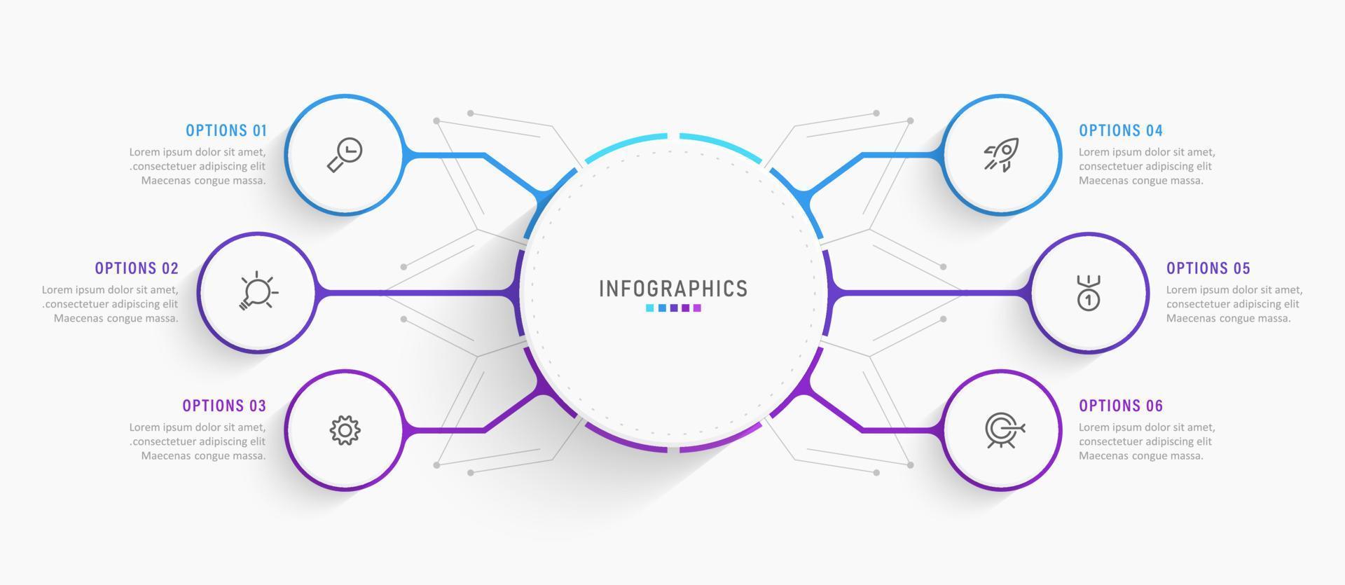Vector Infographic label design template with icons and 6 options or steps. Can be used for process diagram, presentations, workflow layout, banner, flow chart, info graph.