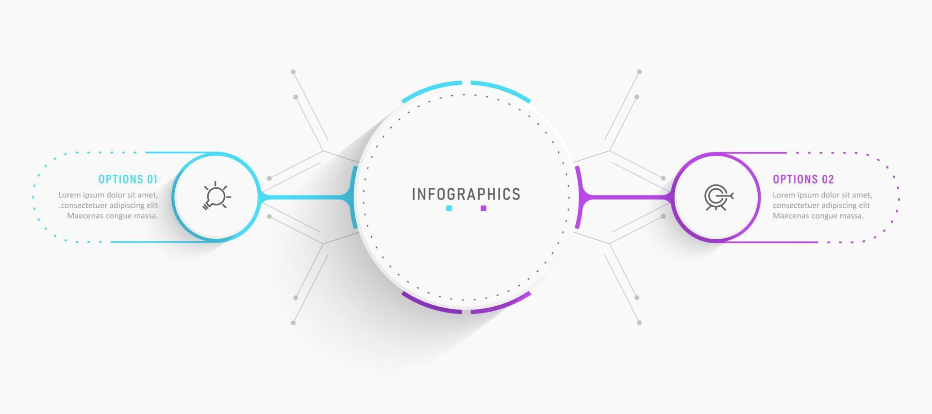 Vector Infographic label design template with icons and 2 options or steps. Can be used for process diagram, presentations, workflow layout, banner, flow chart, info graph.