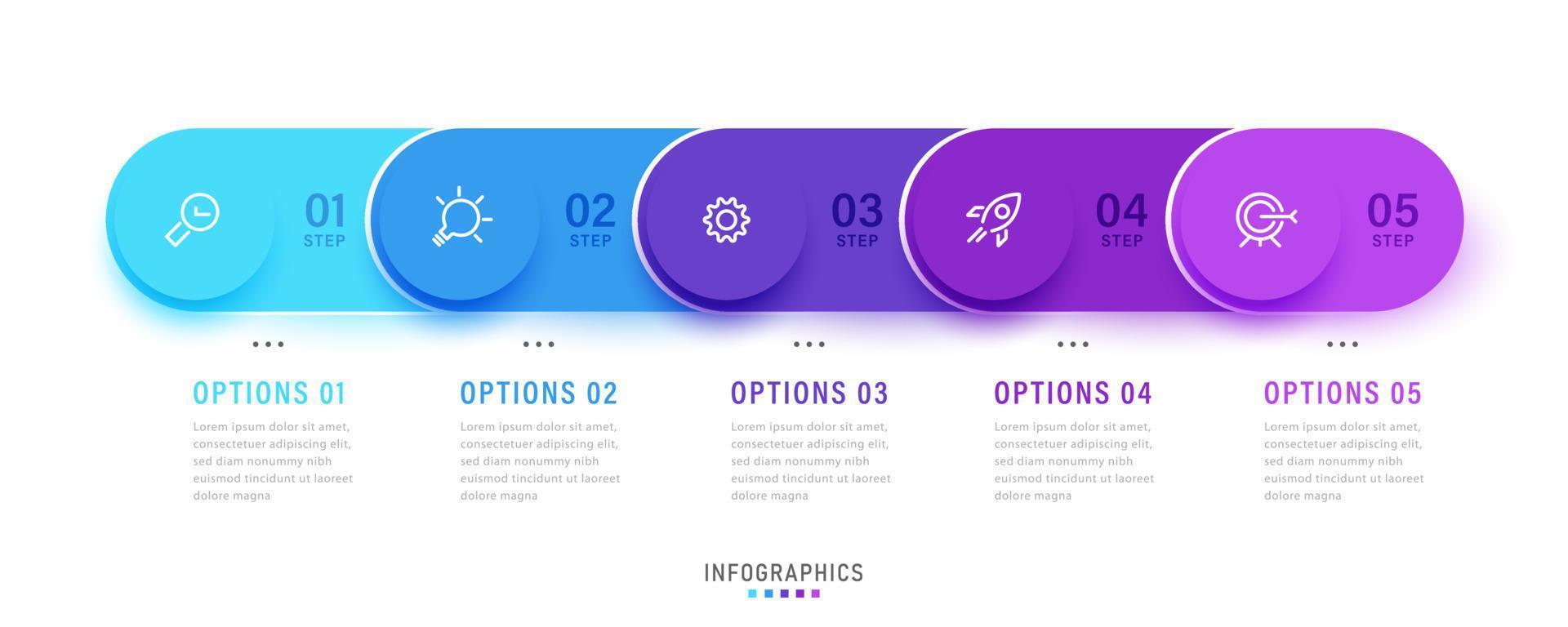 Vector Infographic label design template with icons and 5 options or steps. Can be used for process diagram, presentations, workflow layout, banner, flow chart, info graph.