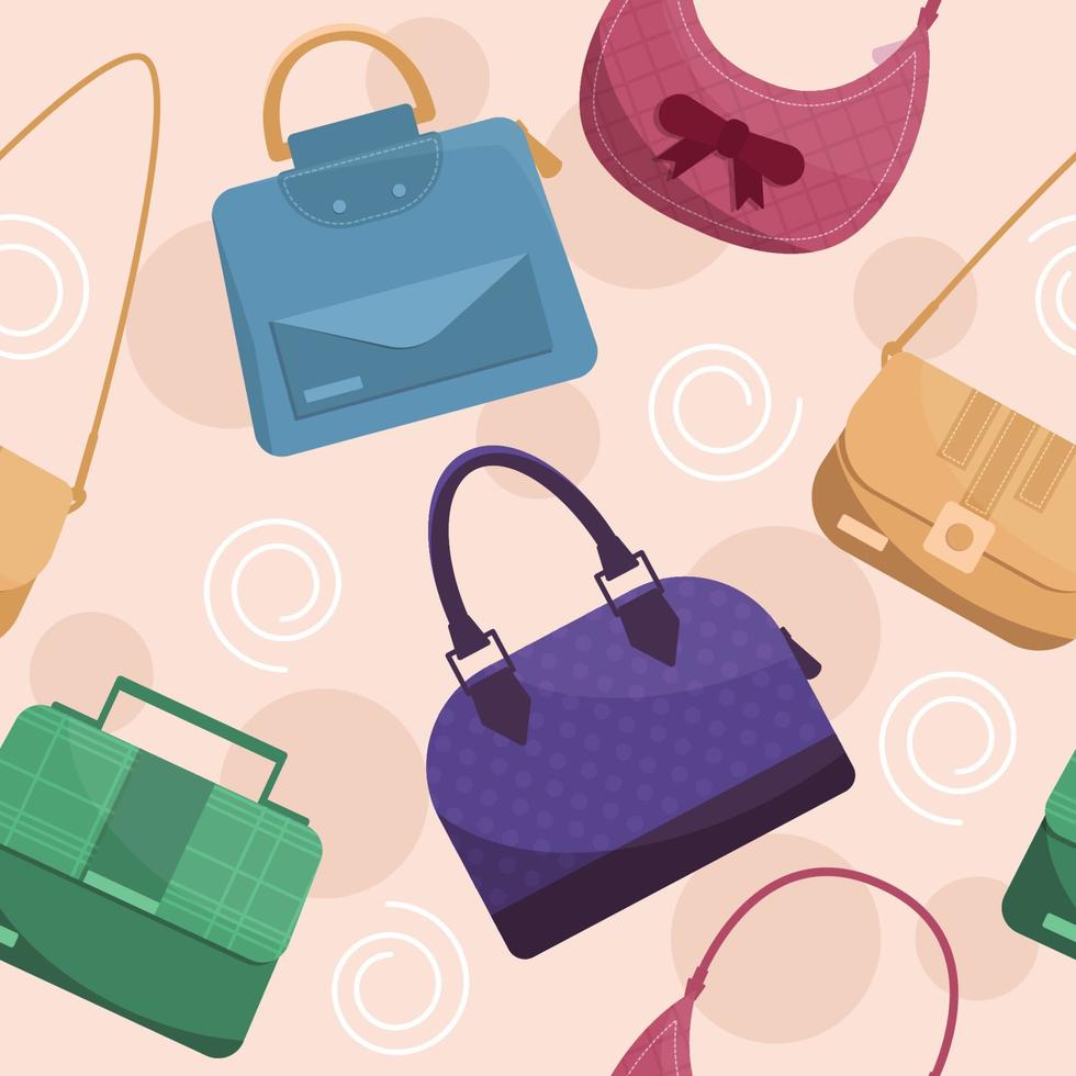Girl Woman Fashion Bag Seamless Pattern Background vector