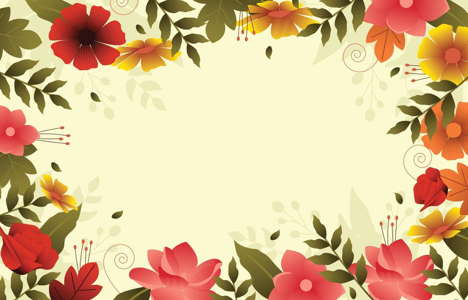 Beautiful Flower Floral Summer Autumn Border Background vector