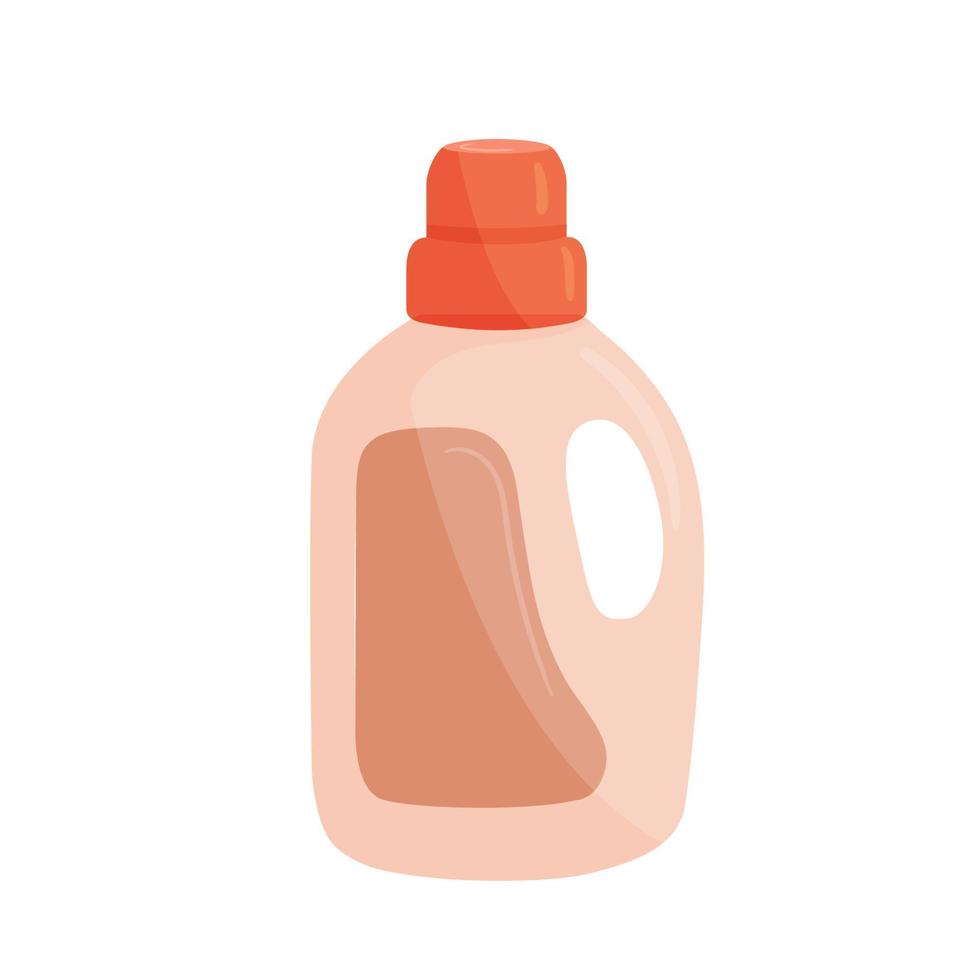 Flat cartoon vector illustration. Liquid laundry detergent or conditioner isolated element of laundry on white background.
