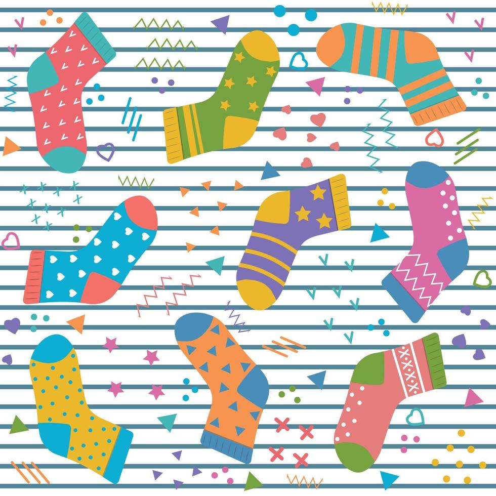 Pattern of socks, color vector illustration