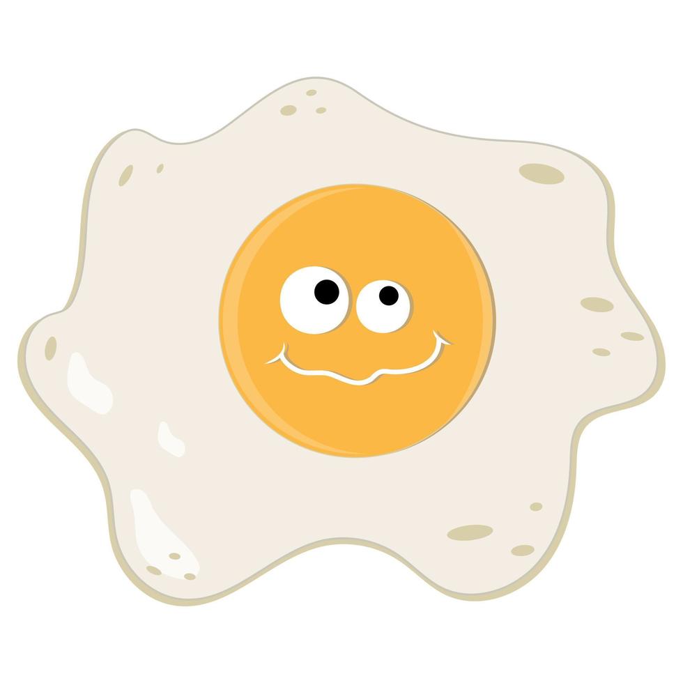 lindo personaje huevos fritos. color ilustración vectorial aislada de dibujos animados kawaii. vector