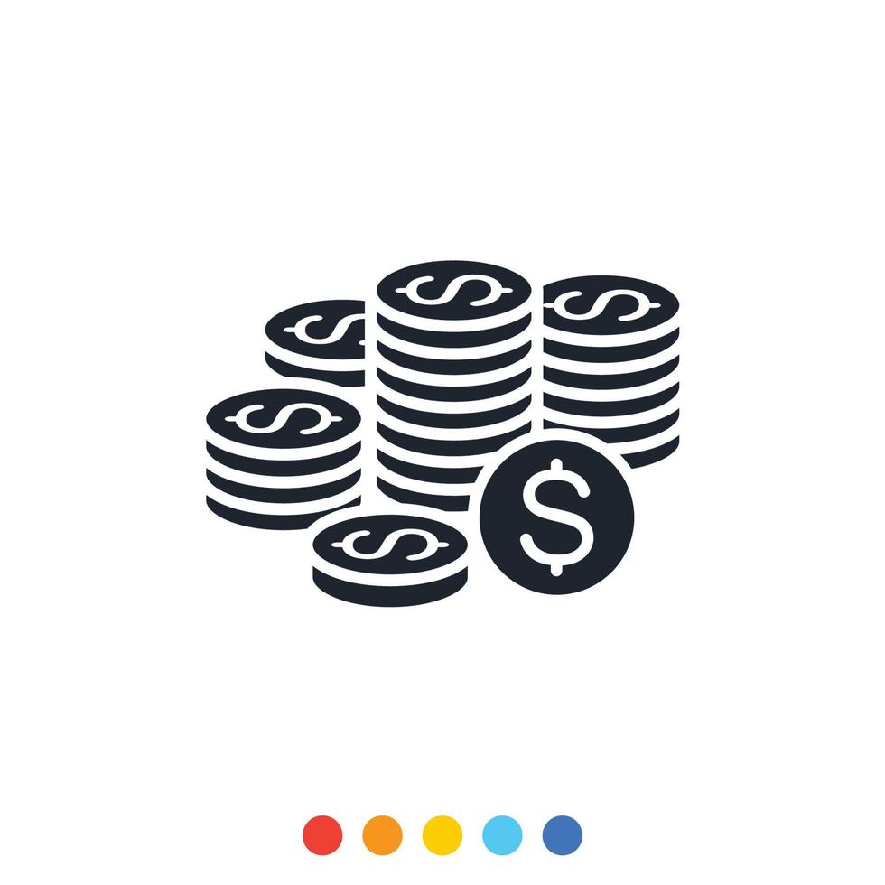 icono de pila de monedas, icono financiero y bancario. vector
