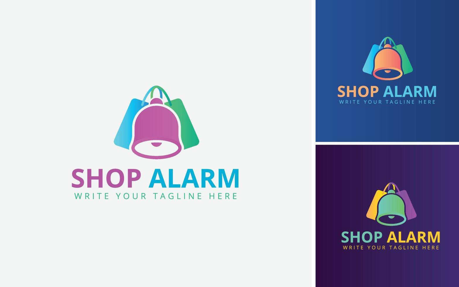 Shopping Reminder Logo Design. Shopping Logo With Bell Icon And Carry Bag, Shop Notification, Online Shopping Alert Vector Template.