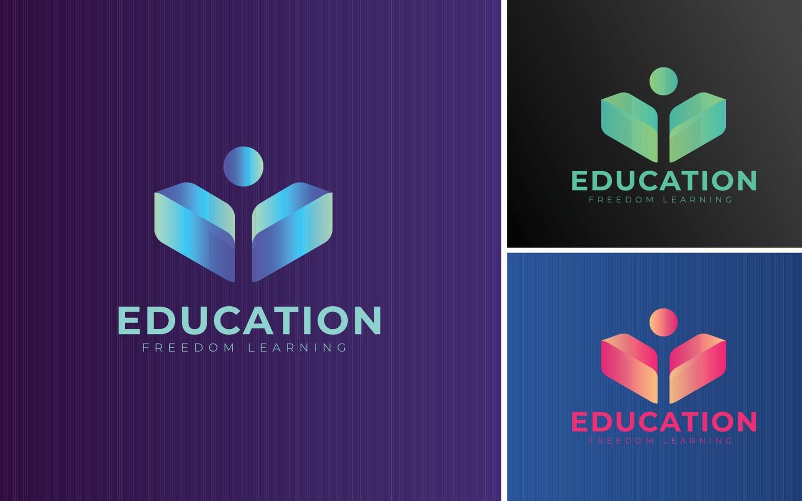 Education Logo Design With Gradient Color. Modern Style Learning Logo. Concept For Books Human. vector