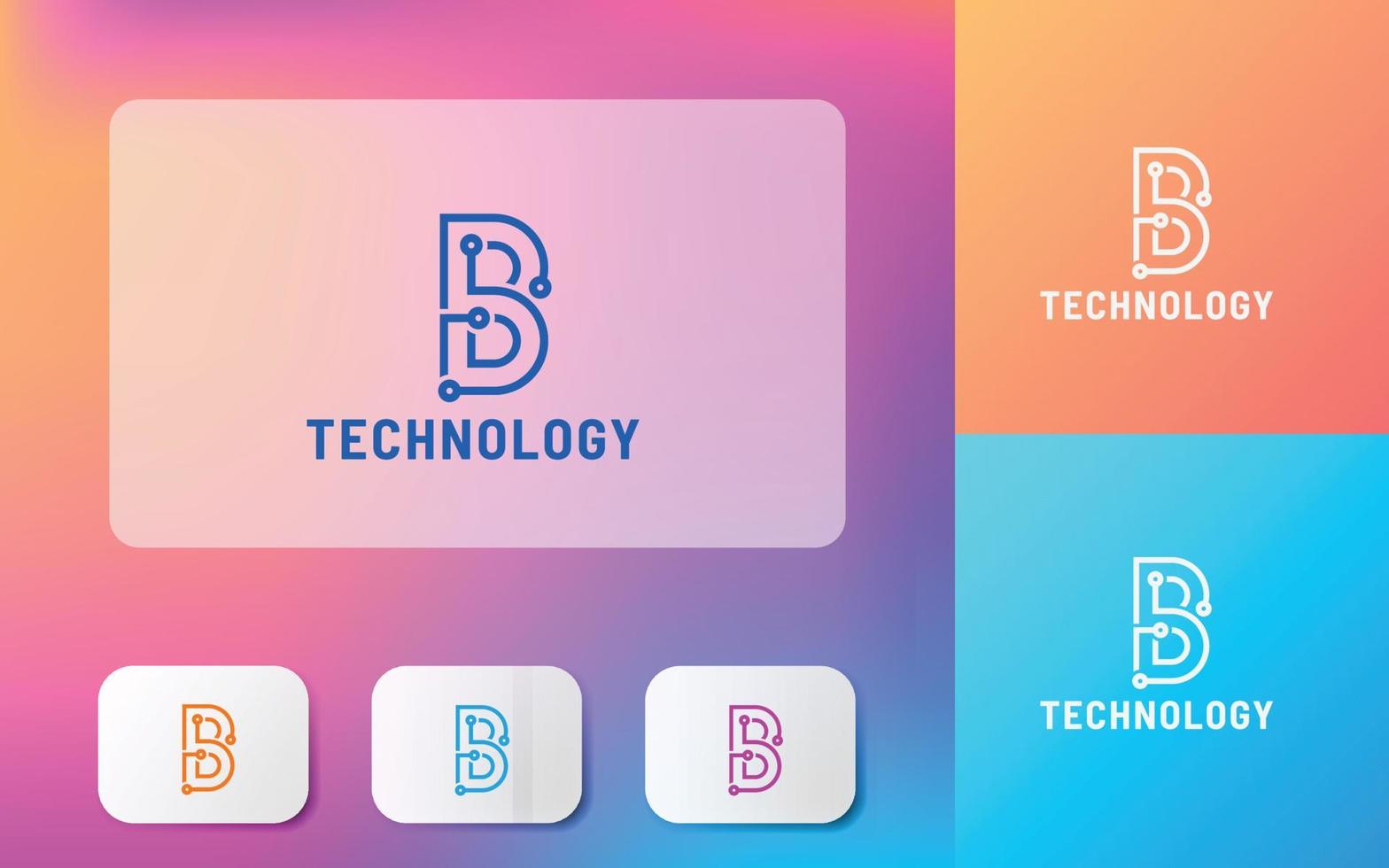 logotipo de letra b digital, logotipo de tecnología b, concepto de vector científico