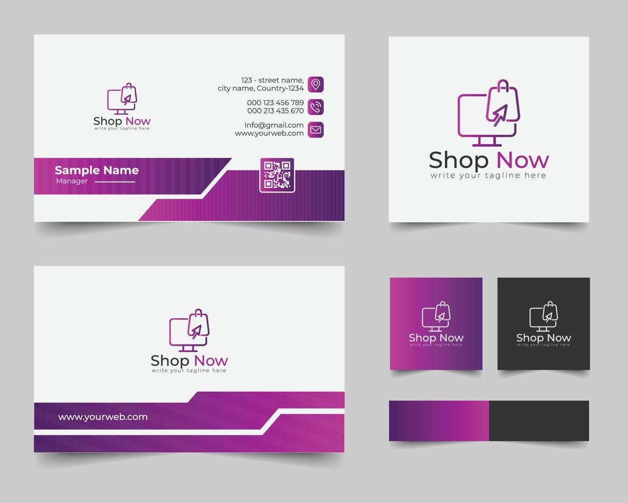 shopping logo design with business card branding design vector