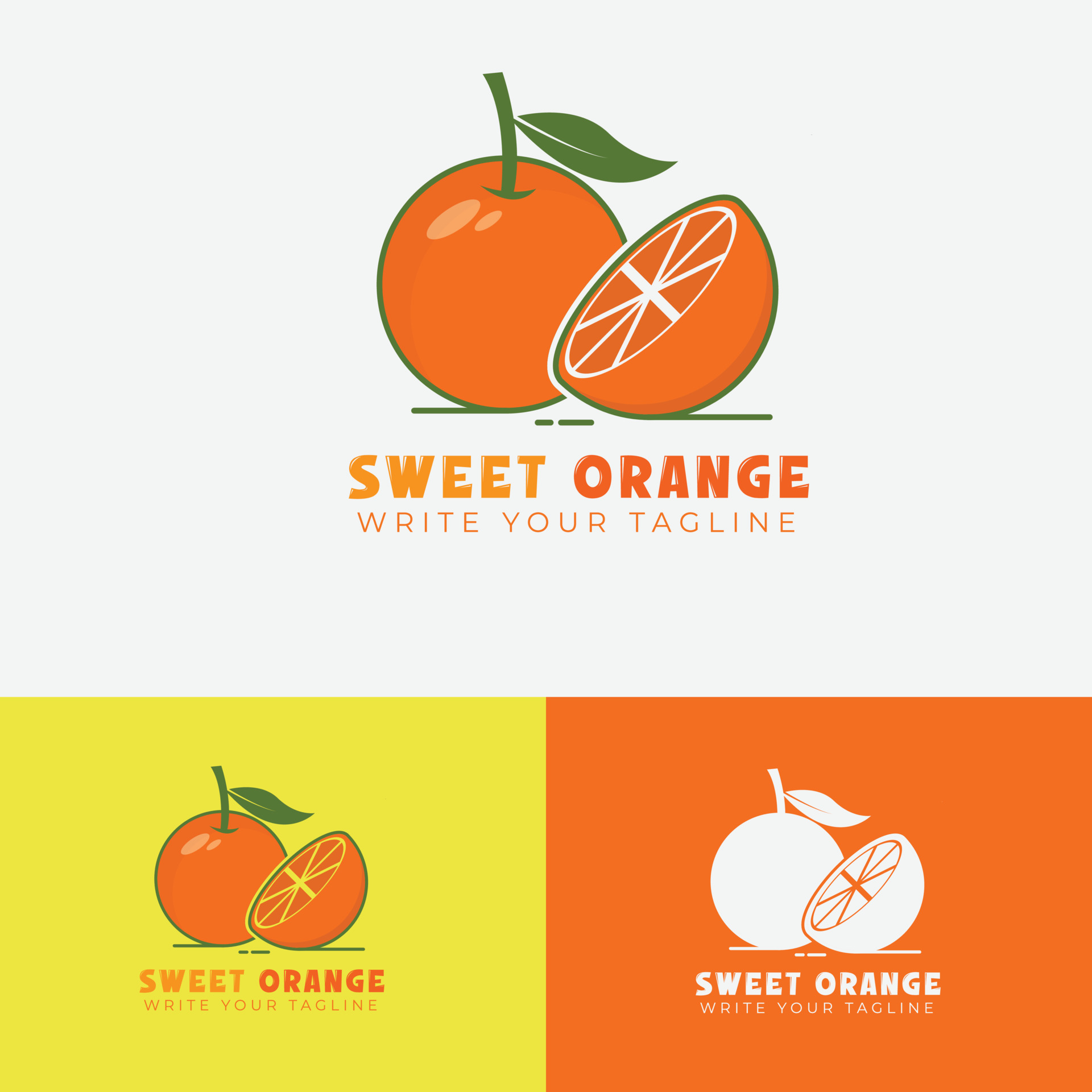 Sweet orange logo with slice, orange logo design, delicious orange logo