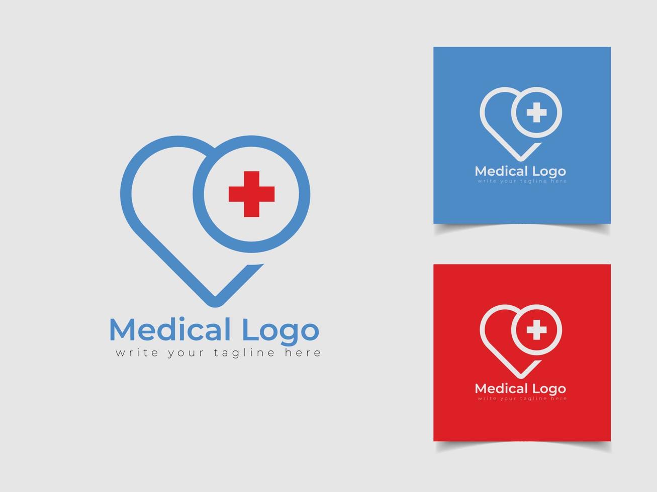 logotipo médico digital con concepto de atención e icono más. vector