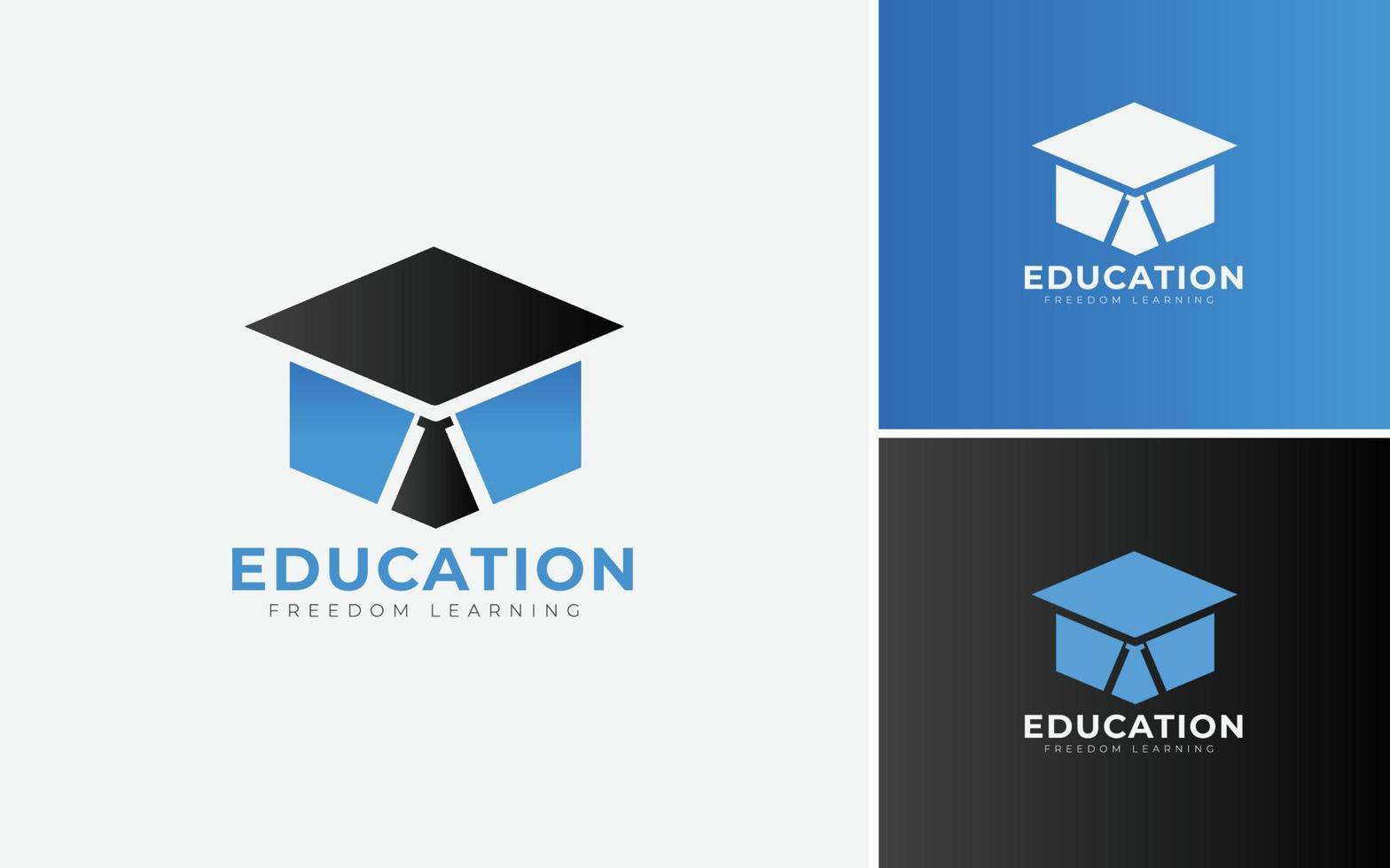 logotipo de educación inteligente con diseño de vector de corbata. el concepto de sombrero, caballero, estudiante, institución de aprendizaje.