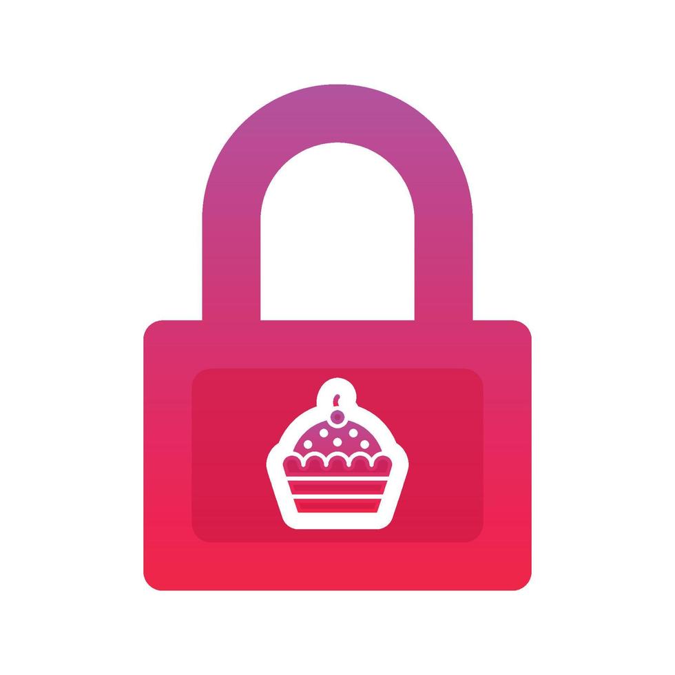 cupcake lock logo gradient design template icon element vector