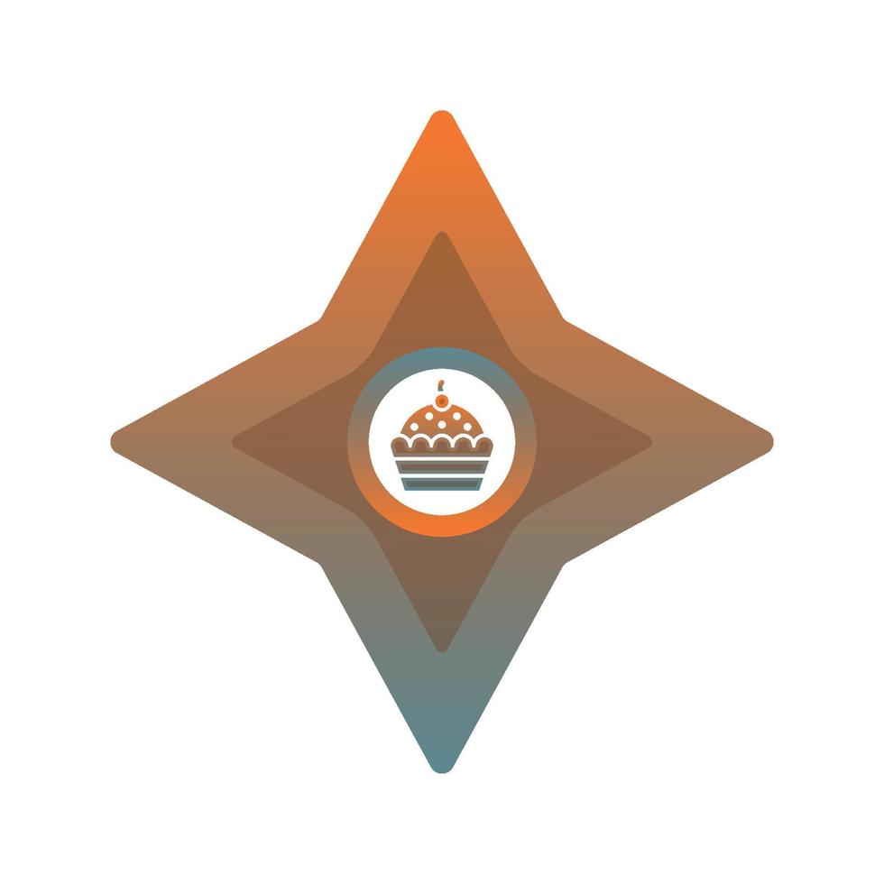 cupcake shuriken logo gradient design template icon element vector