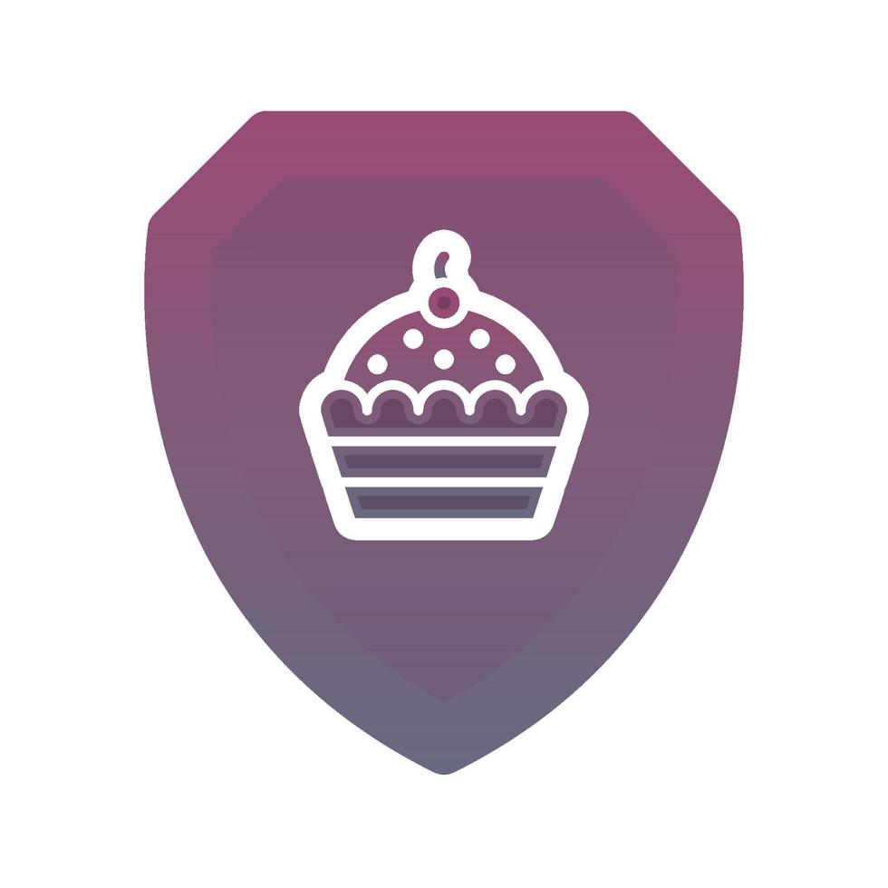 elemento de icono de plantilla de diseño de degradado de logotipo de escudo de cupcake vector