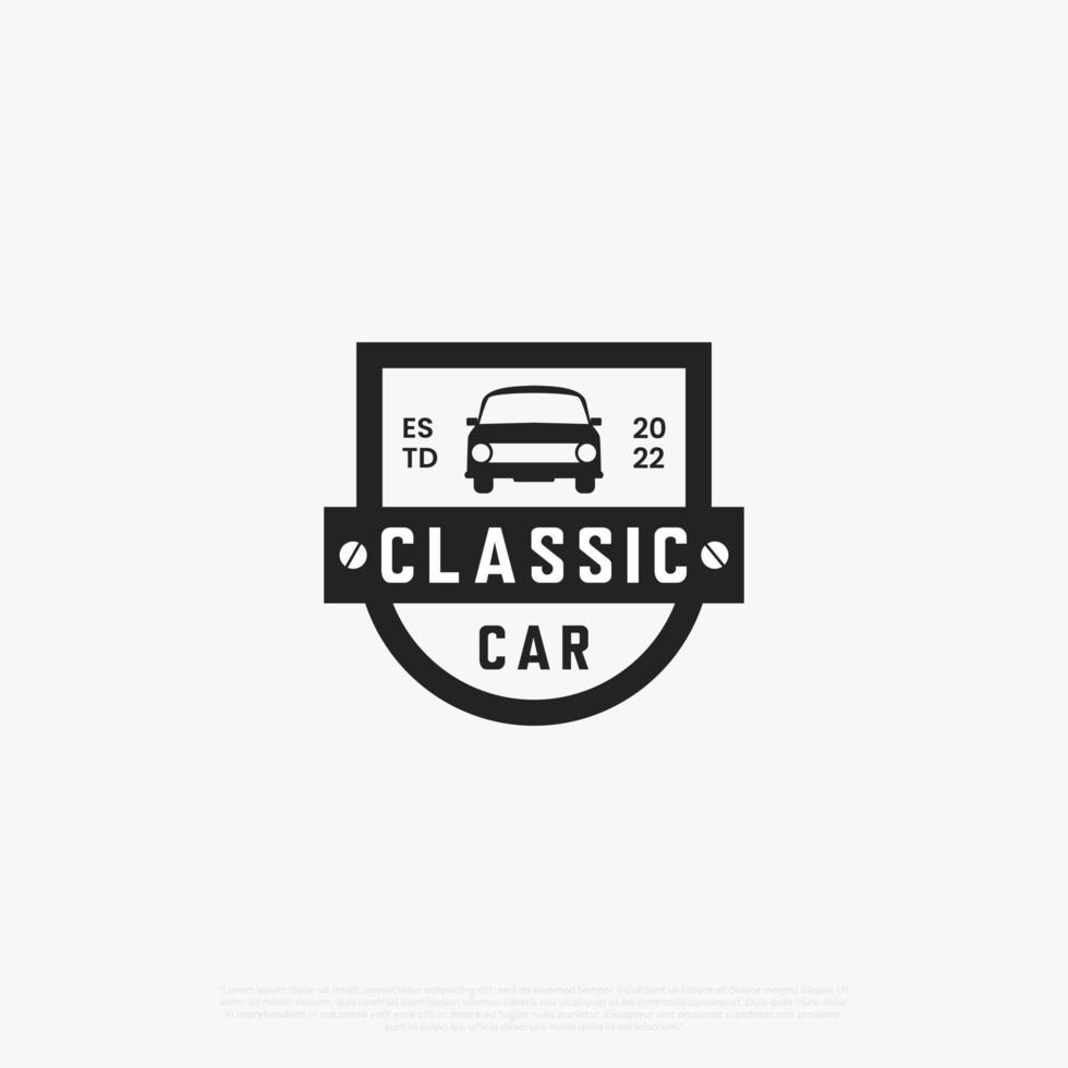diseño de logotipo de coche clásico vintage, logotipo de mecánico de coche, logotipo de mecánico de la vieja escuela vector