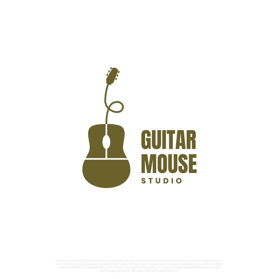 online guitar logo, guitar with mouse logo design modern concept vector