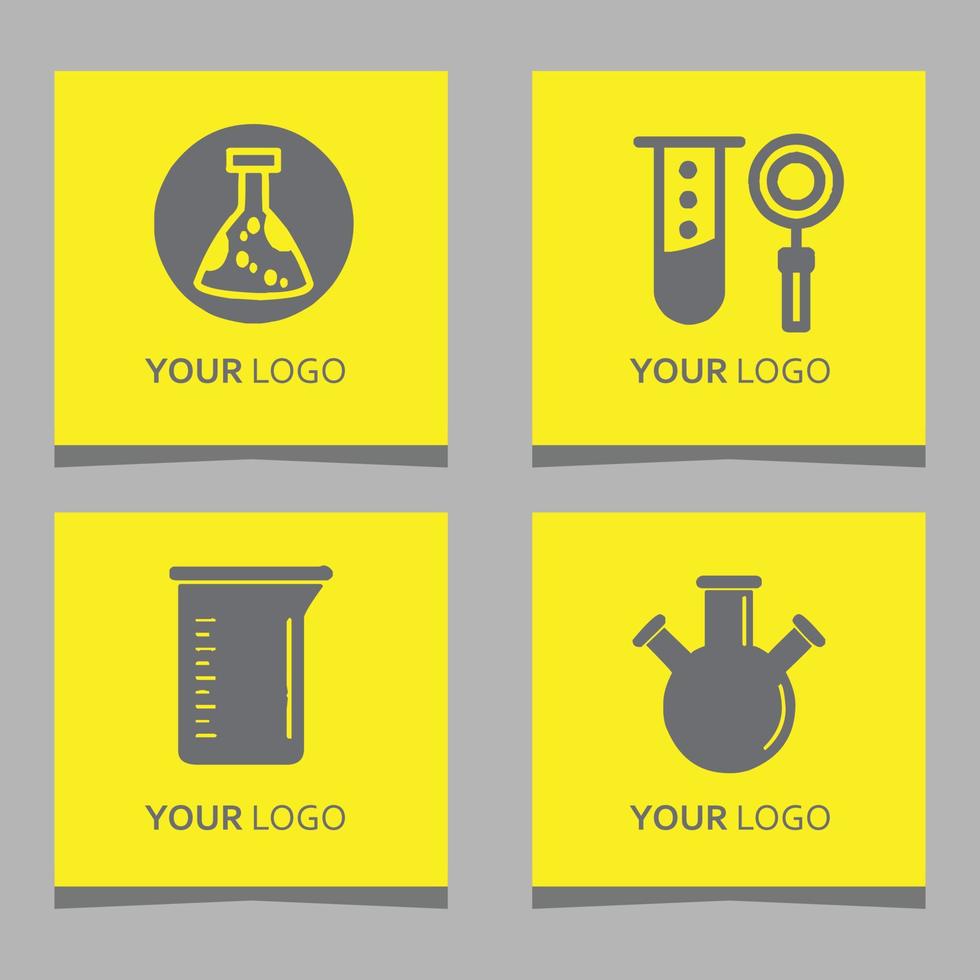 chemical logos and laboratory equipment drawn on colored paper, very suitable for company logos related to chemistry and laboratories vector