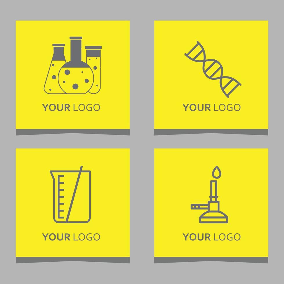 chemical logos and laboratory equipment drawn on colored paper, very suitable for company logos related to chemistry and laboratories vector