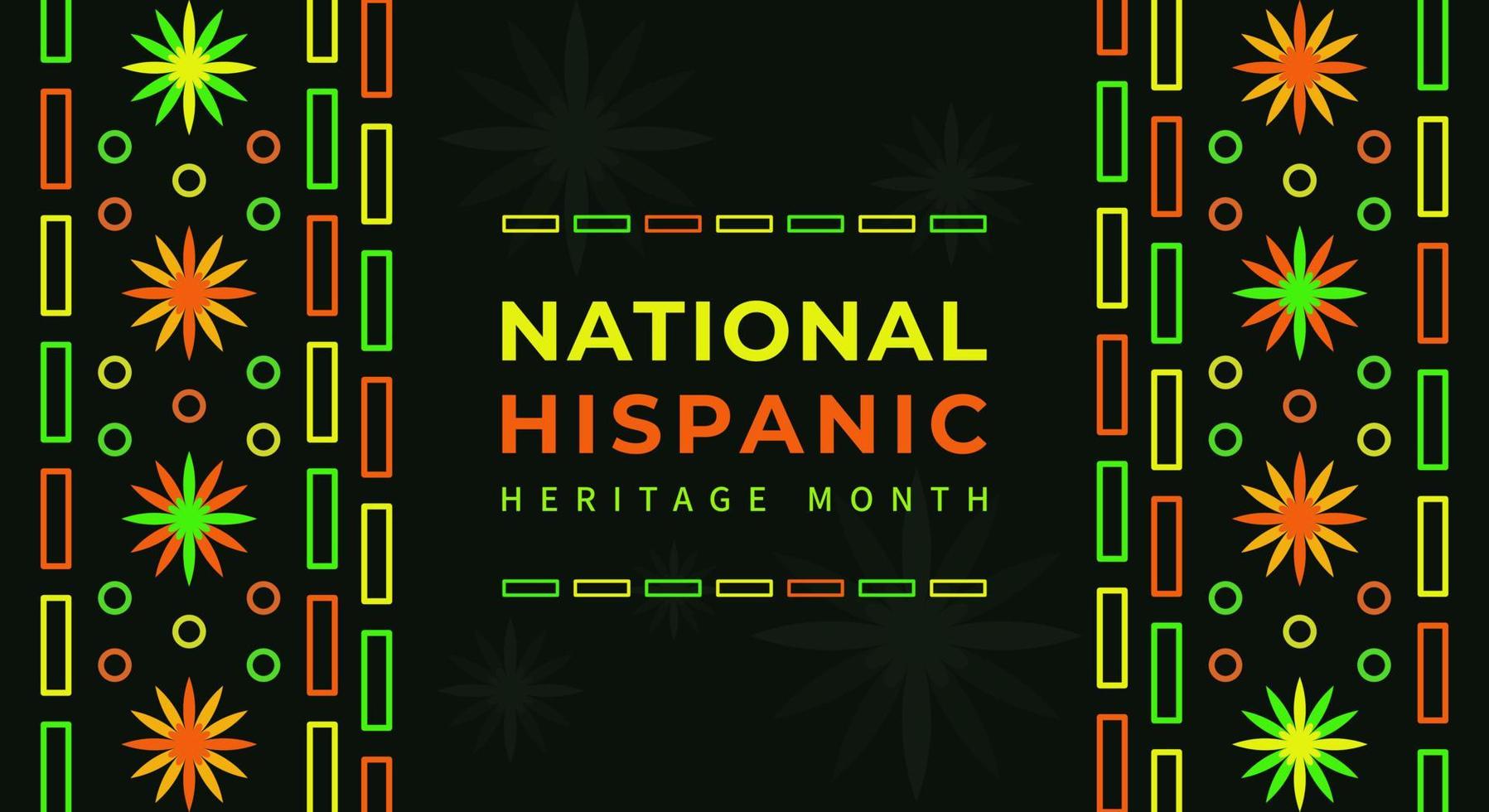 Hispanic heritage month. Abstract floral ornament background design, retro style with text vector