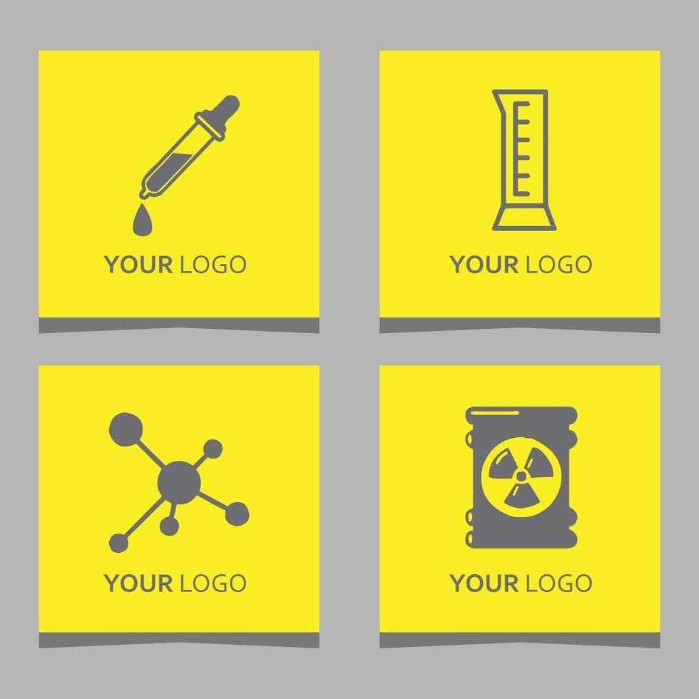 chemical logos and laboratory equipment drawn on colored paper, very suitable for company logos related to chemistry and laboratories vector