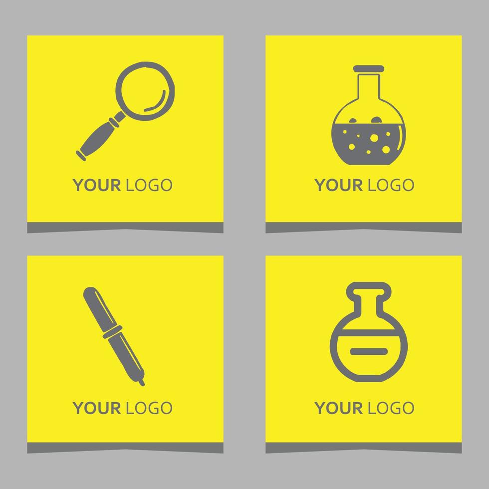 chemical logos and laboratory equipment drawn on colored paper, very suitable for company logos related to chemistry and laboratories vector