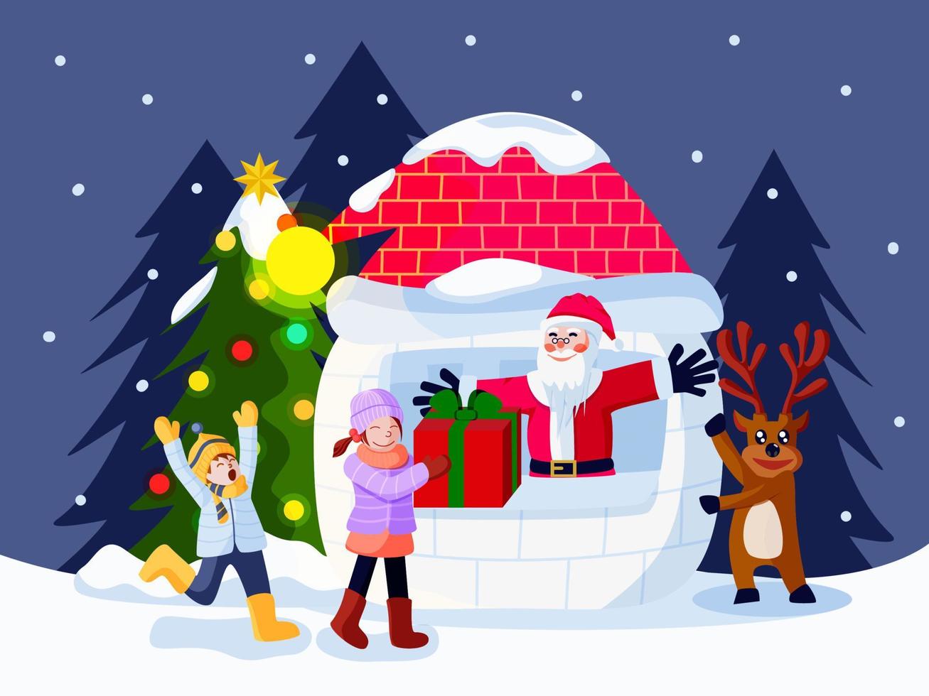 Santa Giveaway Igloo vector