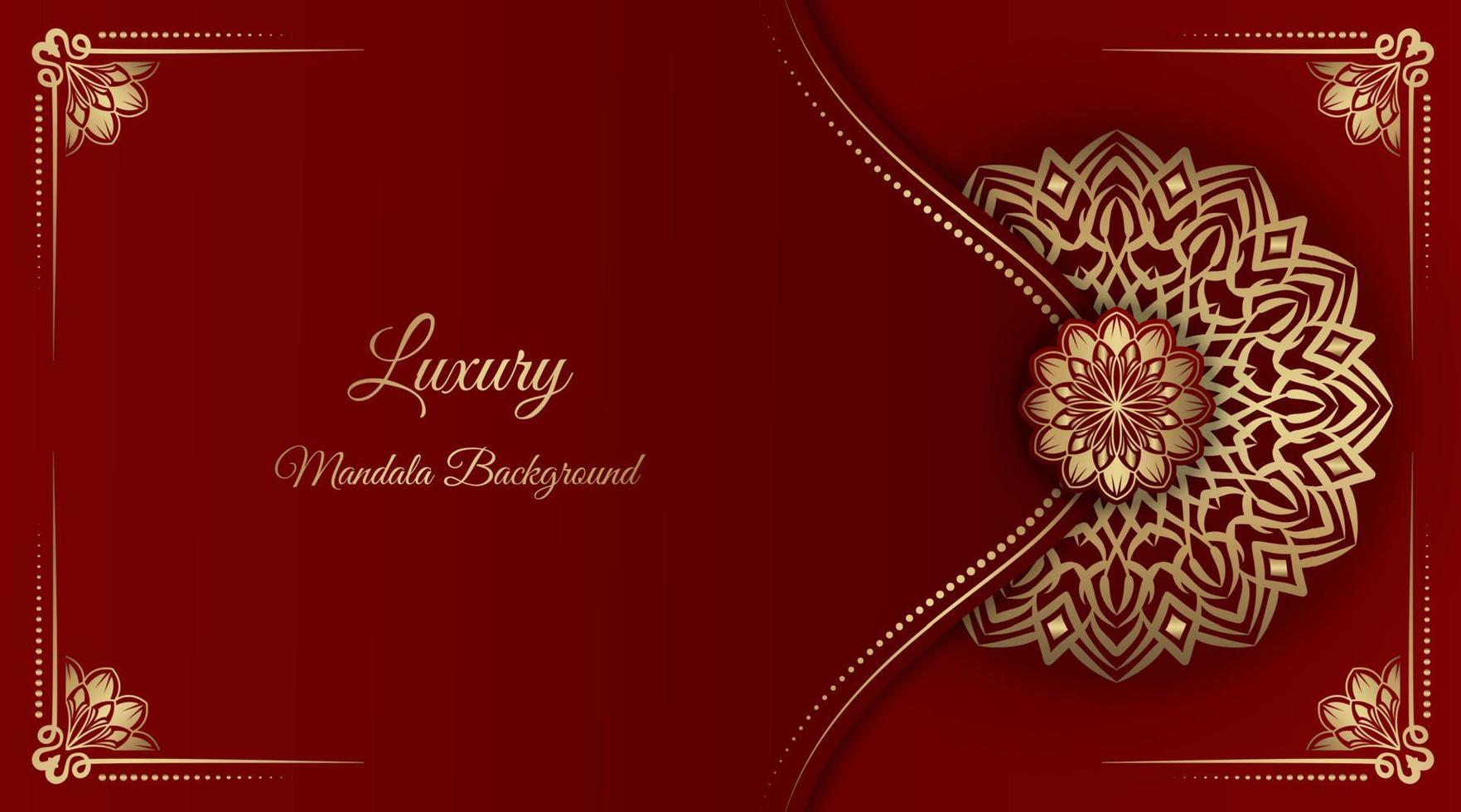 luxury mandala background, red and gold vector