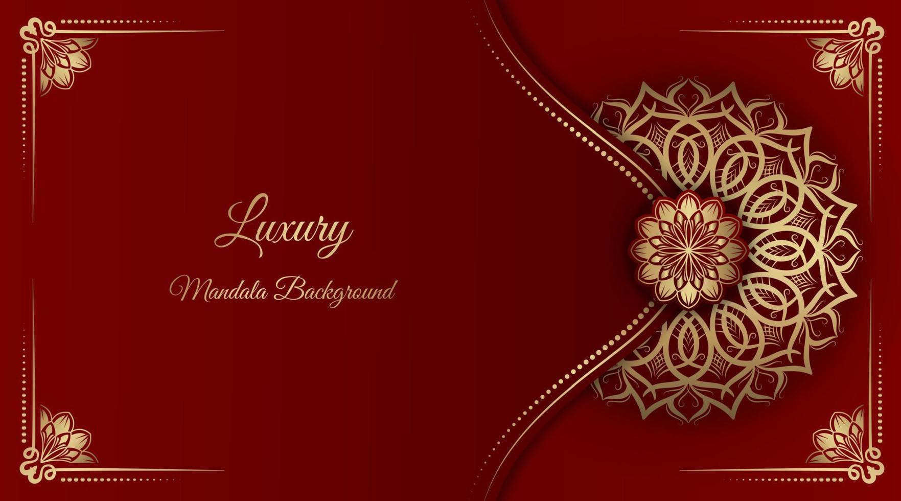 luxury mandala background, red and gold vector