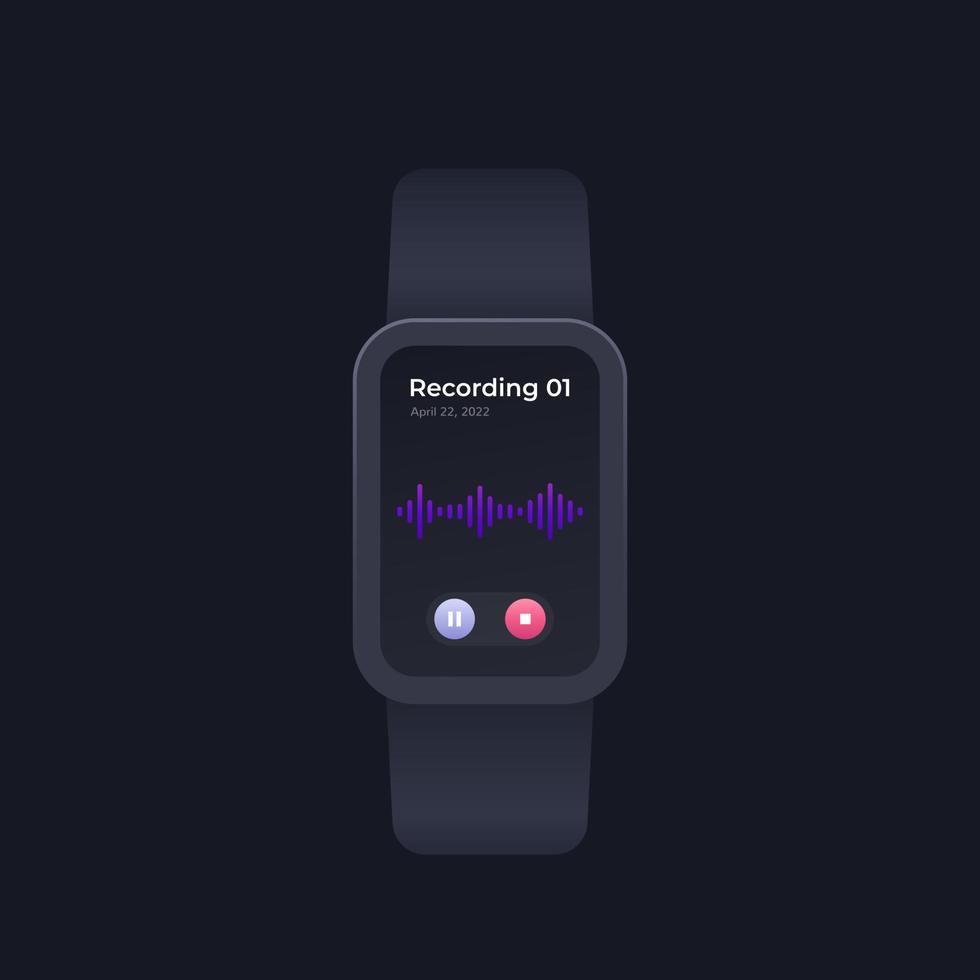 Audio recording in smart watch, vector ui design