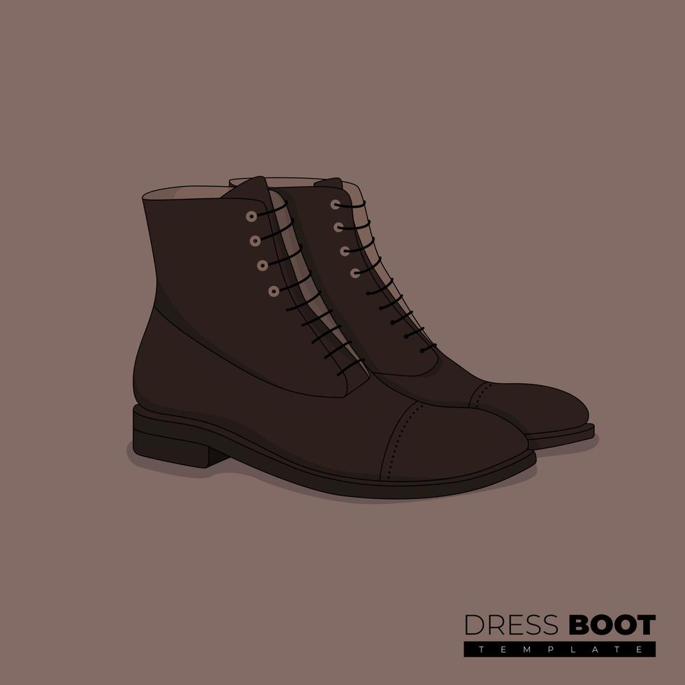 diseño de plantilla de zapatos de cuero alto en color marrón para diseño de publicidad de productos vector