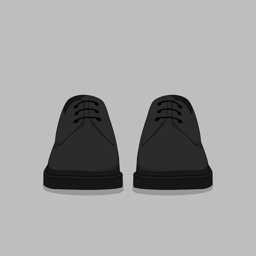 Black leather shoes in cartoon design for advertisement template design vector