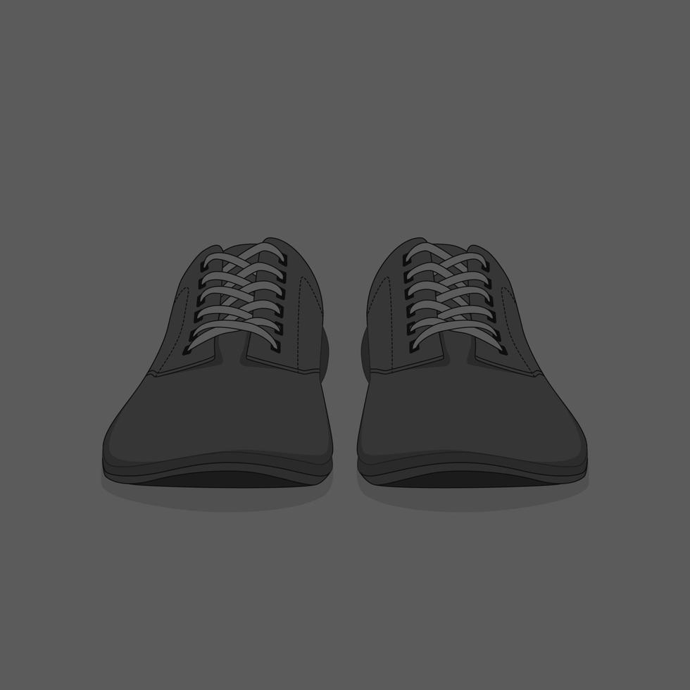 zapatillas de deporte de cuero negro en dibujos animados para el diseño de plantillas publicitarias vector