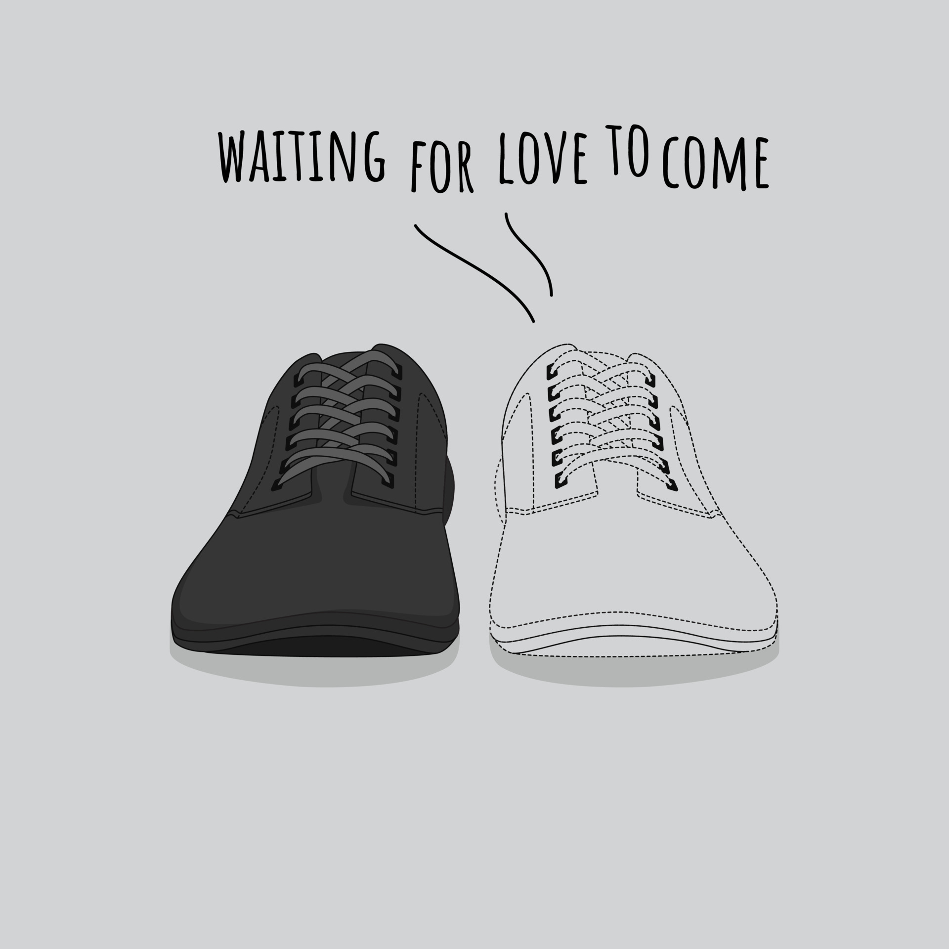 Sneaker shoes cartoon illustration with outline concept design of one