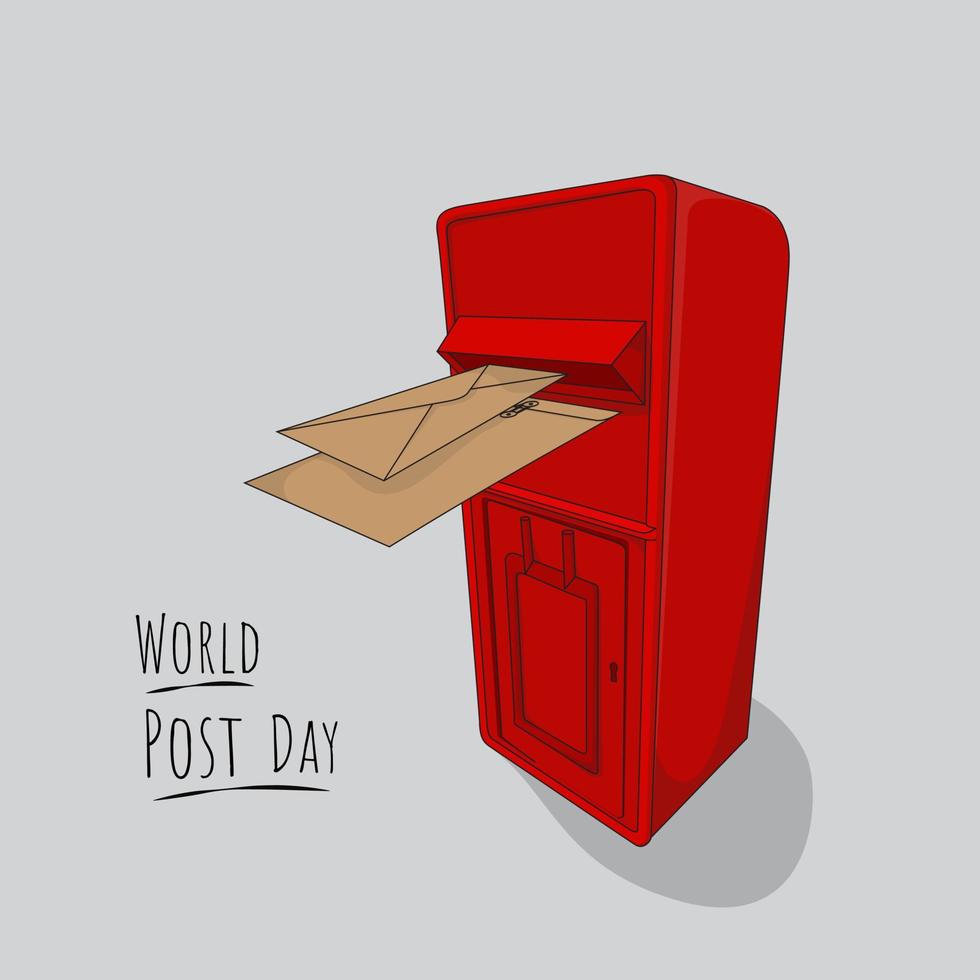Post box in red cartoon design with the envelope in the box design vector