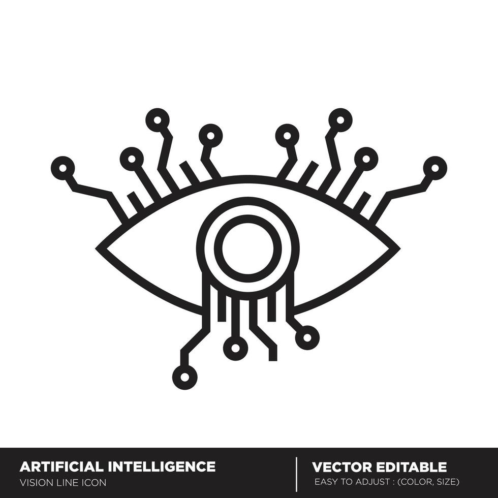 inteligencia artificial. icono de contorno de visión. vector editable