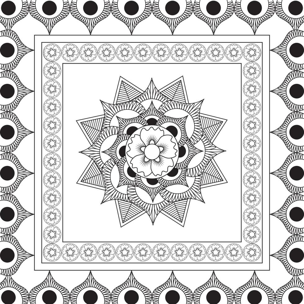 Circular pattern in form of mandala with flower for Henna, Mehndi, tattoo, decoration. Decorative ornament in ethnic oriental style. Coloring book page vector