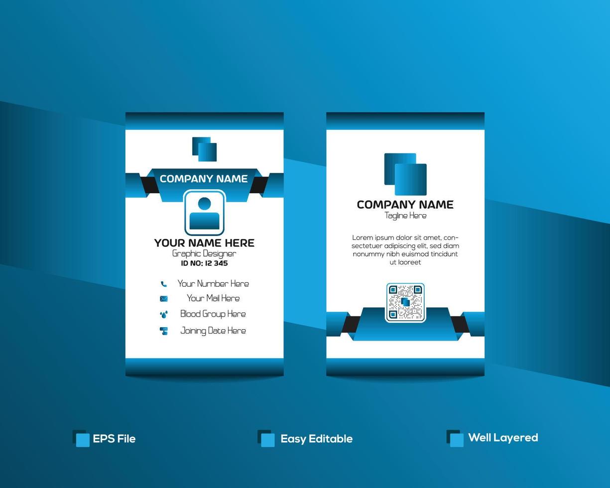 Tech Cyber Company Modern ID Card Design Template Vector