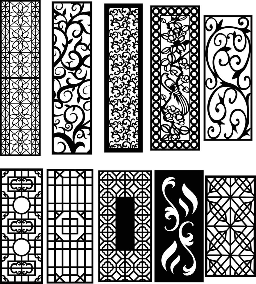 Jali design for graphic and CNC.router Geometric laser cutting vector pattern.