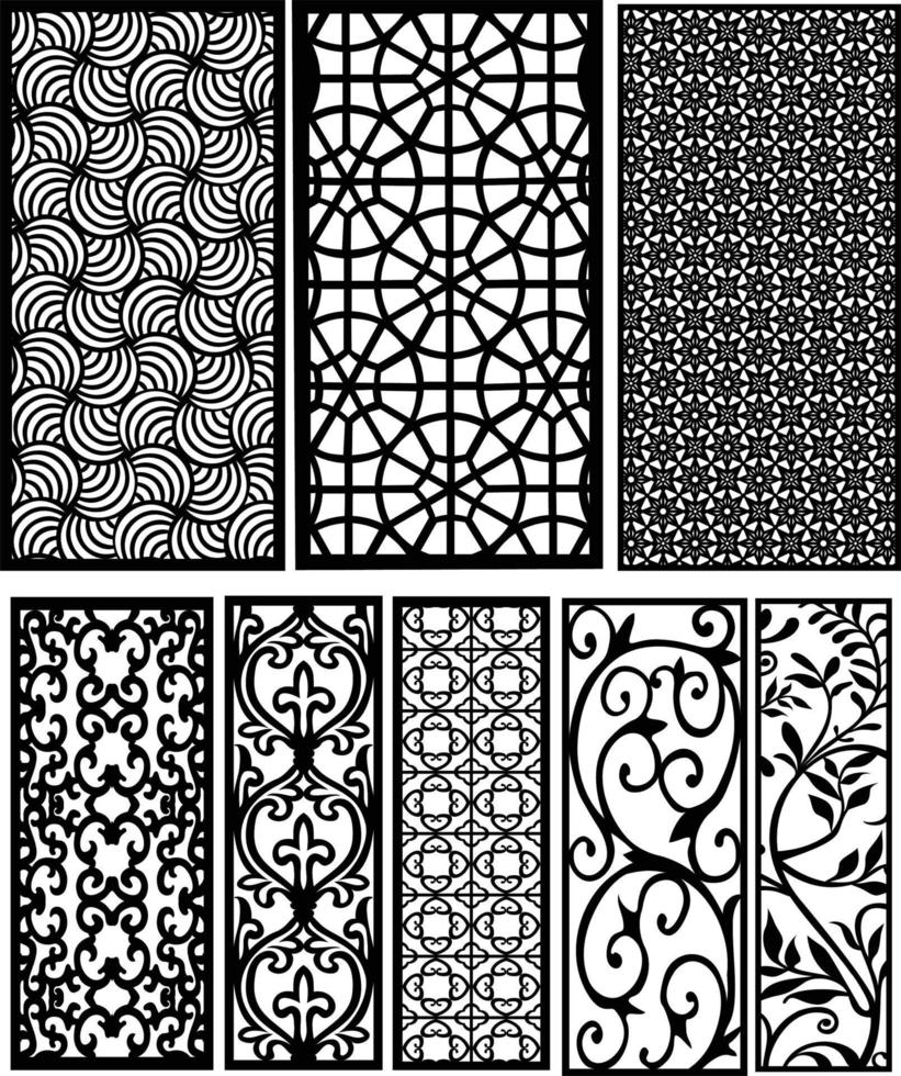 Jali design for graphic and CNC.router Geometric laser cutting vector pattern.