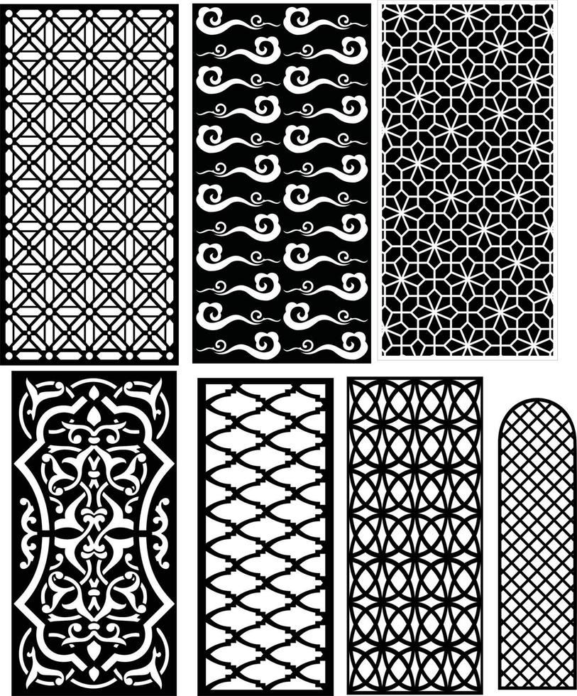 Jali design for graphic and CNC.router Geometric laser cutting vector pattern.
