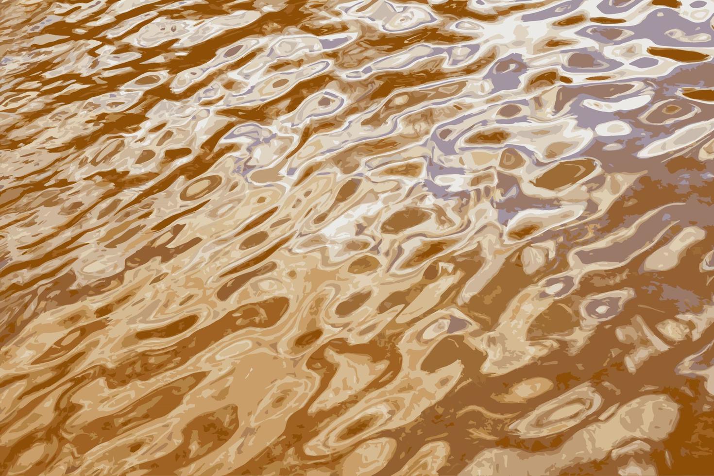 Vector illustration of water ripple texture background. Wavy water surface during sunset, golden light reflecting in the water.