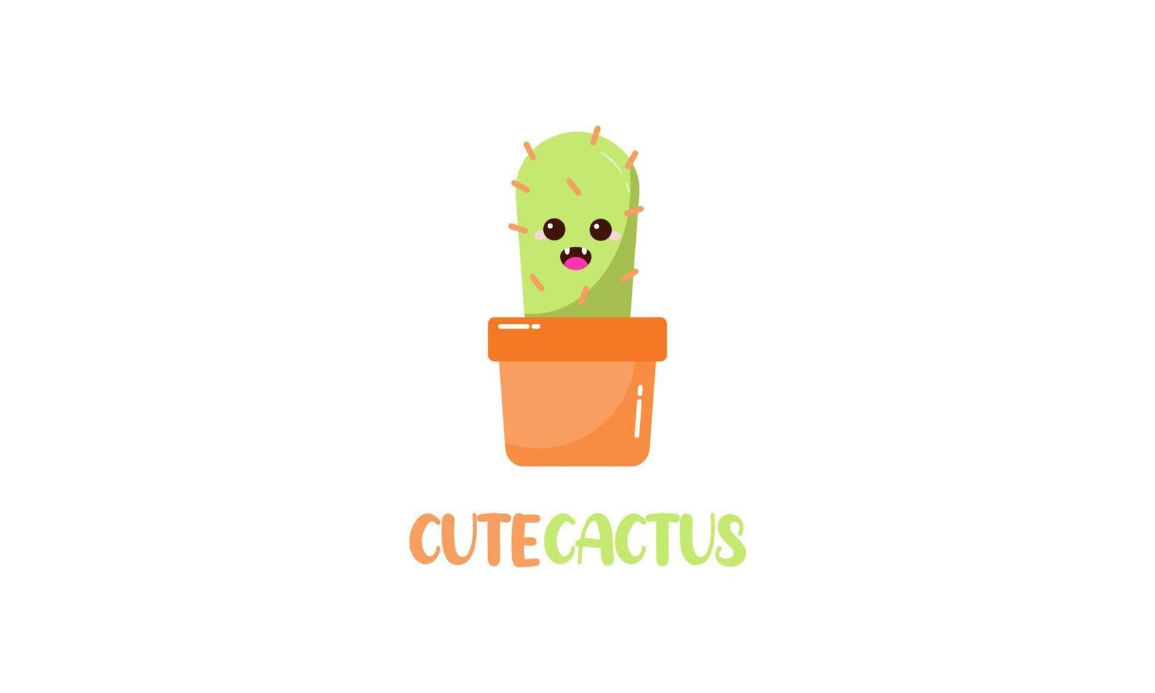 linda caricatura de pequeña ilustración de cactus feliz vector