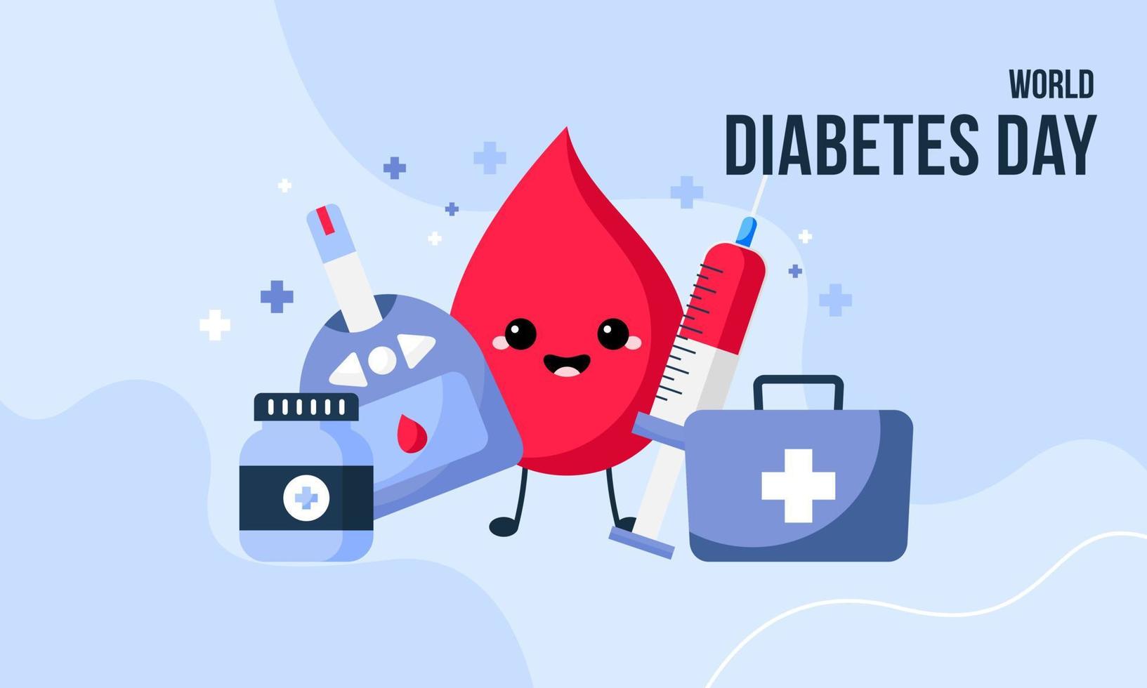 ilustración dibujada a mano del día mundial de la diabetes vector